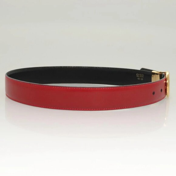 GUCCI Belt Leather 29.9"" Red Gold 037 194 0910 Auth 133494 - Picture 4 of 10